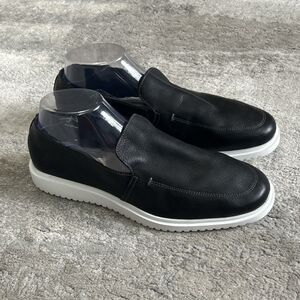 Hush Puppies Shoes Mens 9 Soft Leather Black Moyen Loafers Casual Formal Slip On